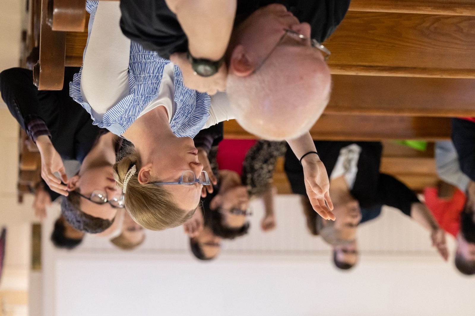 Congregation seated together during a church gathering.
